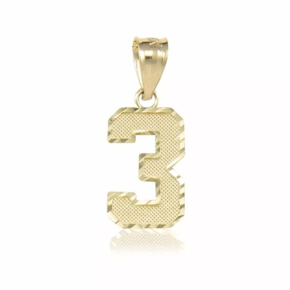 10K Solid Gold Number Pendant 0 - 9 Gold Lucky #
